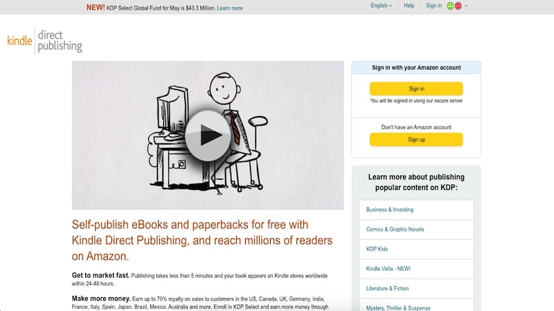 Kindle direct publishing page