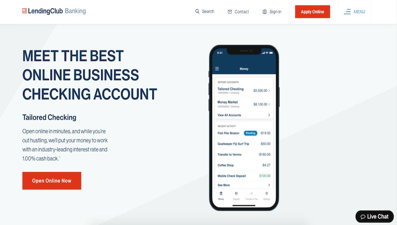 LendingClub Banking home page