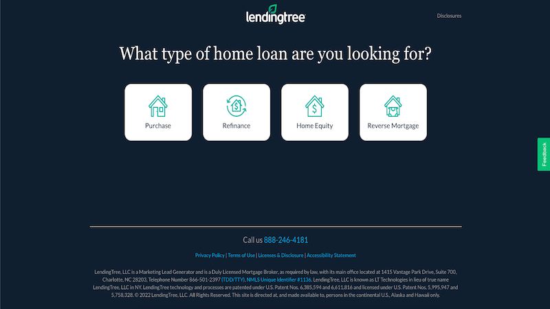 Lending Tree home page
