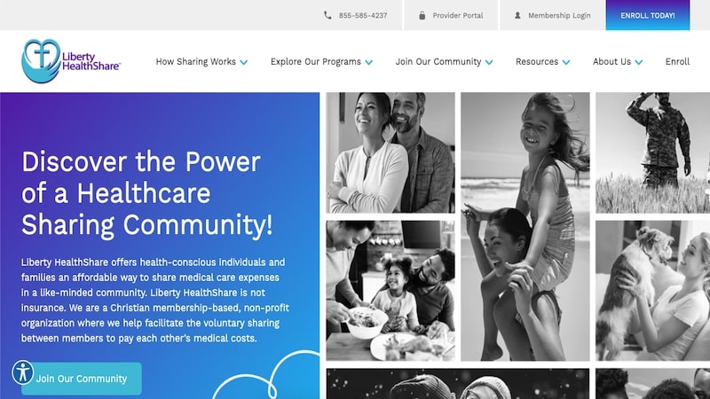 Liberty Healthshare homepage