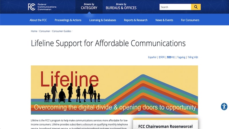 Lifeline homepage