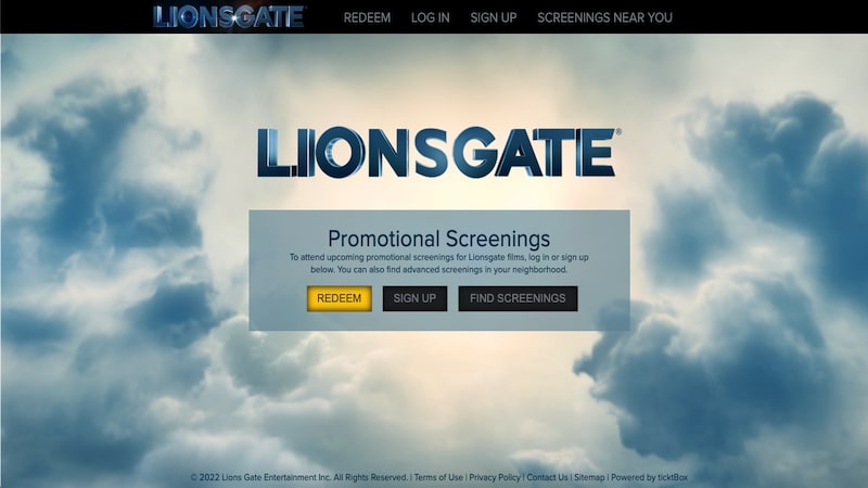 Lionsgate screening page
