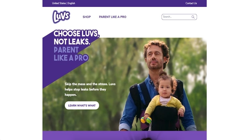 Luvs diaper homepage