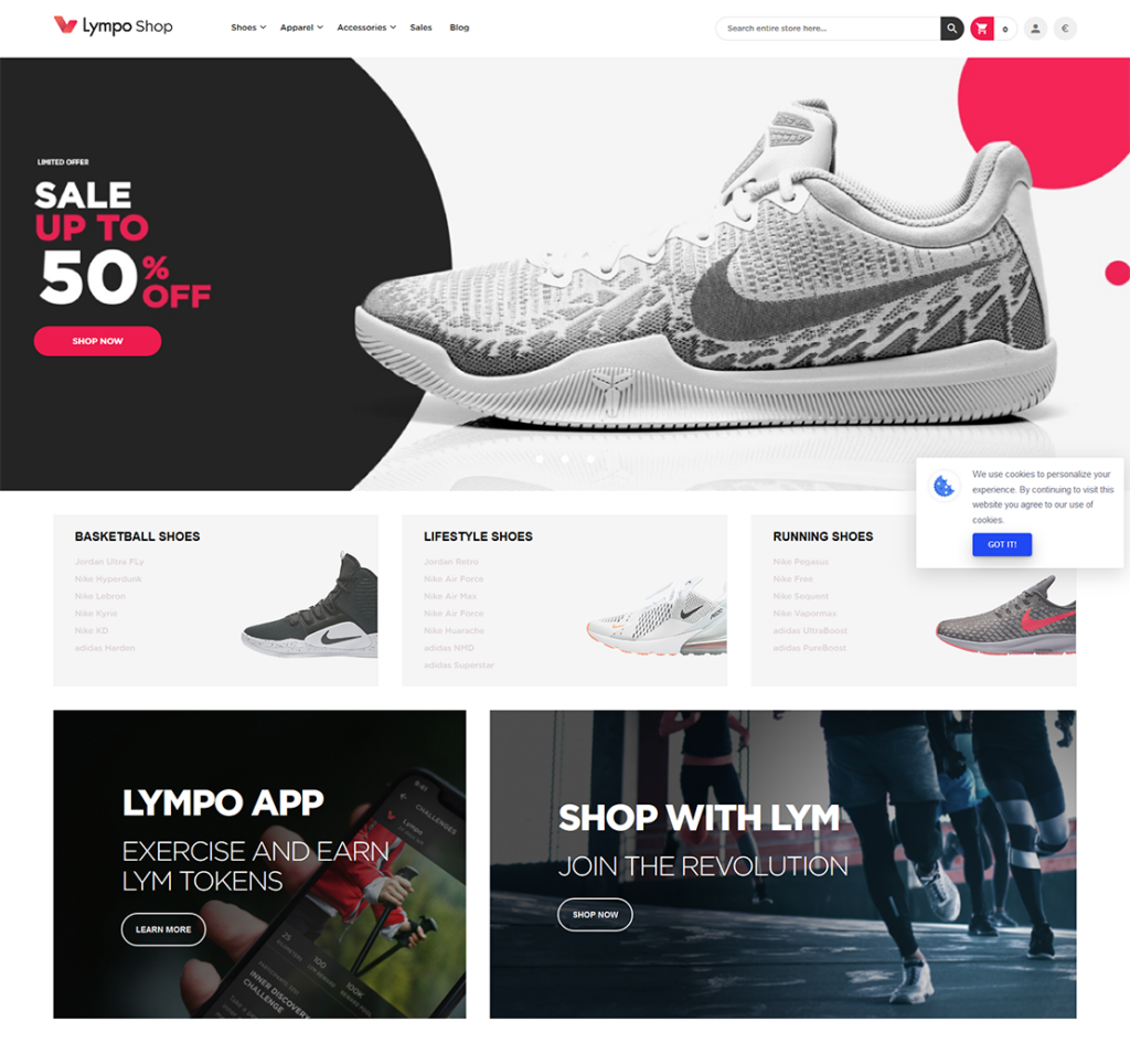 lympo shop home page