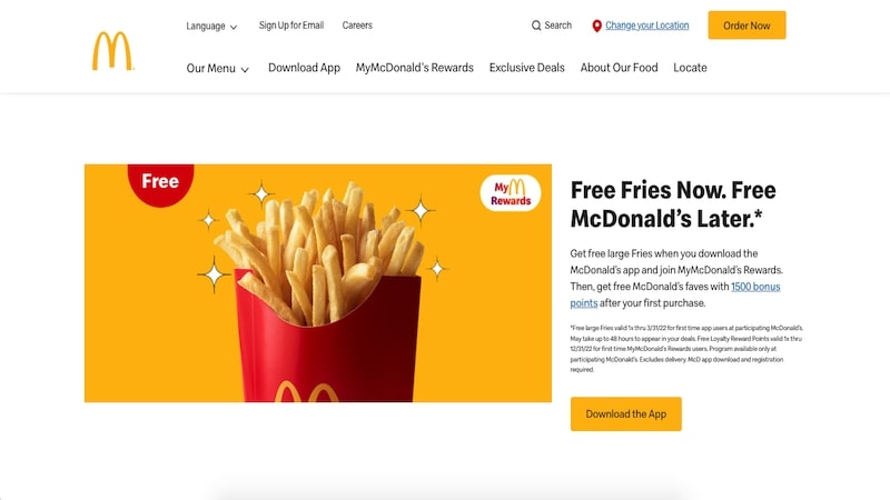 McDonald's homepage