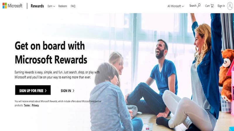 Microsoft Rewards home page