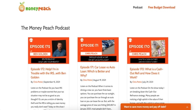 money peach podcast homepage