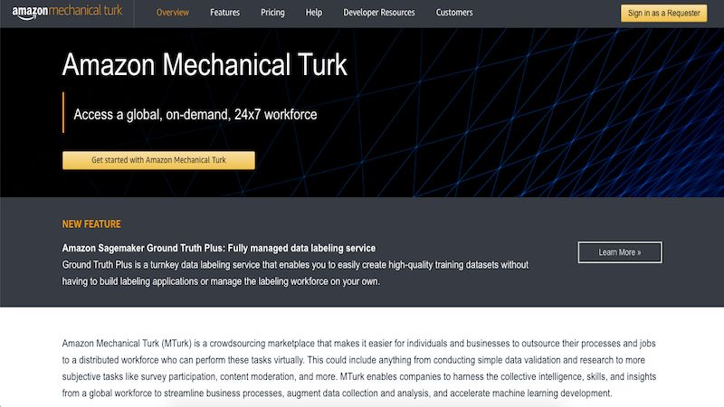 MTurk home page