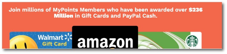 Mypoints gift cards options page 