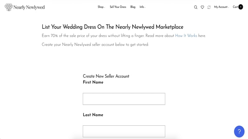 Sitio de ventas de casi recién casados