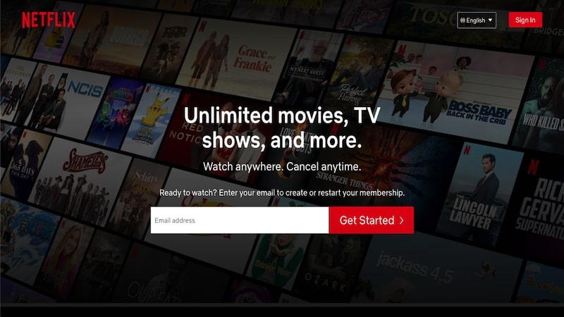 Netflix homepage