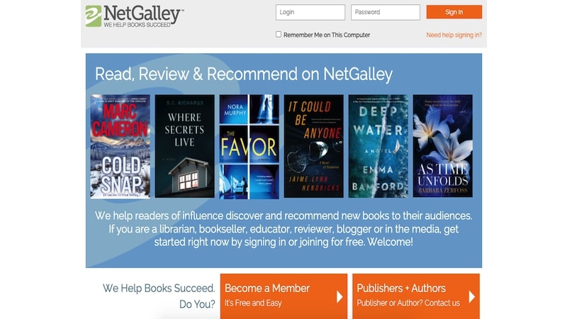 Net Galley home page