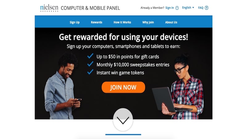 Nielsen Computer & Mobile Panel homepage