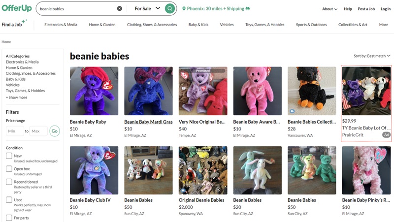 beanie babies for sale on offerup