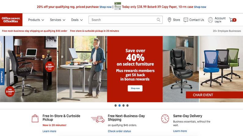 Office Depot home page