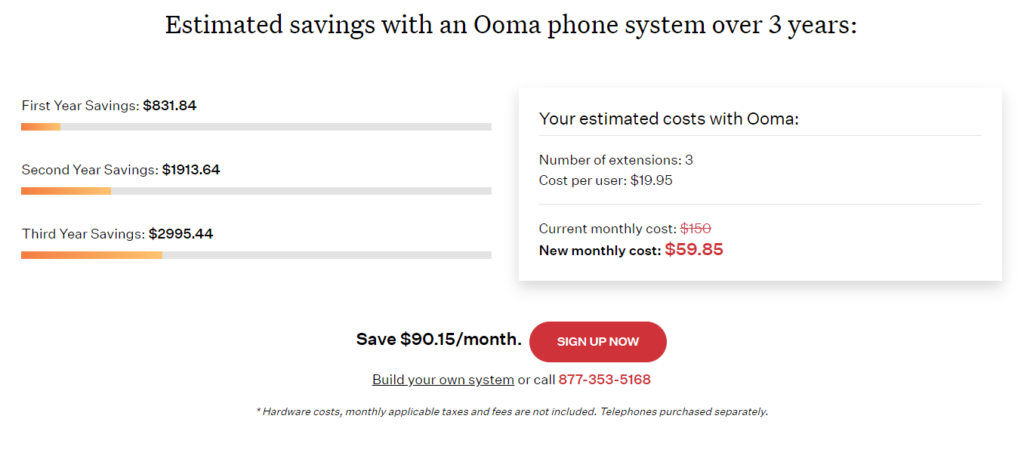 ooma phone system costs