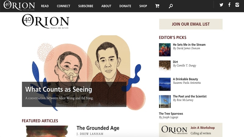 Orion Magazine homepage