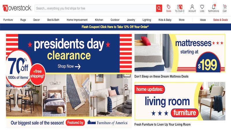 Overstock home page