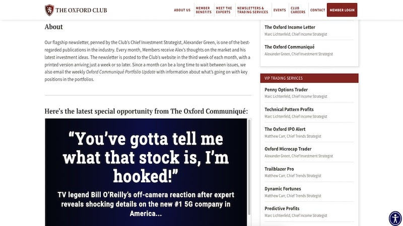 Oxford Club Communique homepage