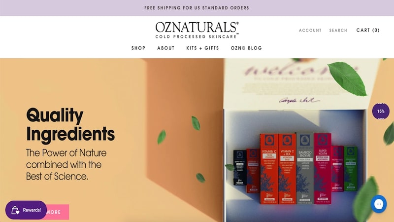 Oz Naturals homepage