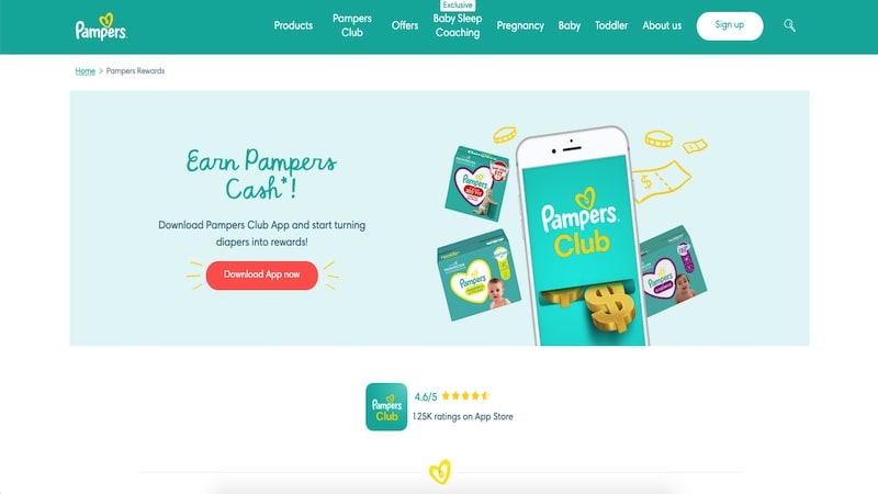 Pampers rewards homepage