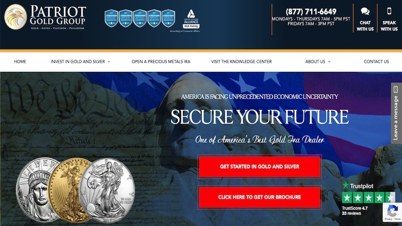 Patriot Gold Group homepage