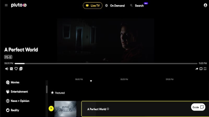 pluto tv homepage