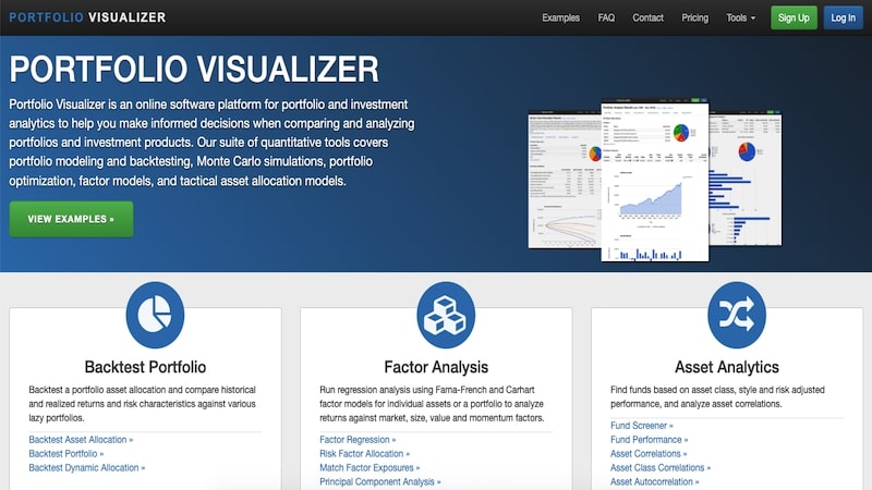 Portfolio Visualizer homepage
