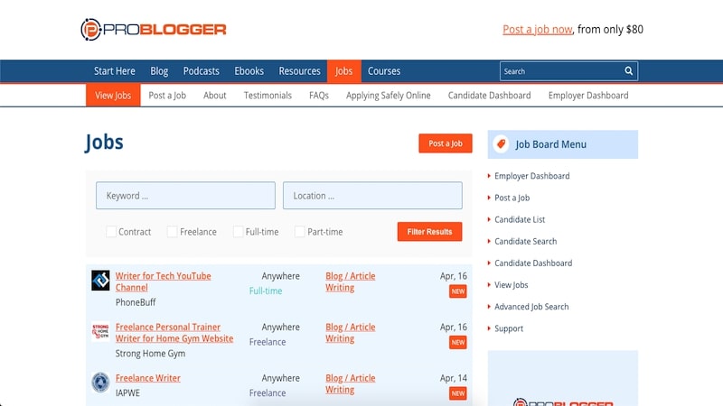 ProBlogger homepage
