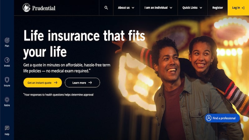 Prudential Insurance homepage