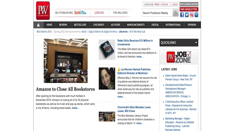 Publishers Weekly home page