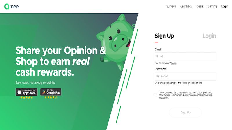 Qmee home page
