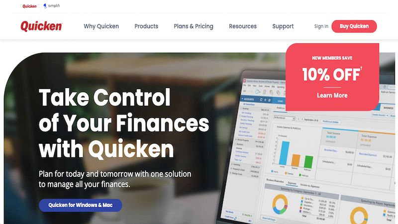 Quicken home page