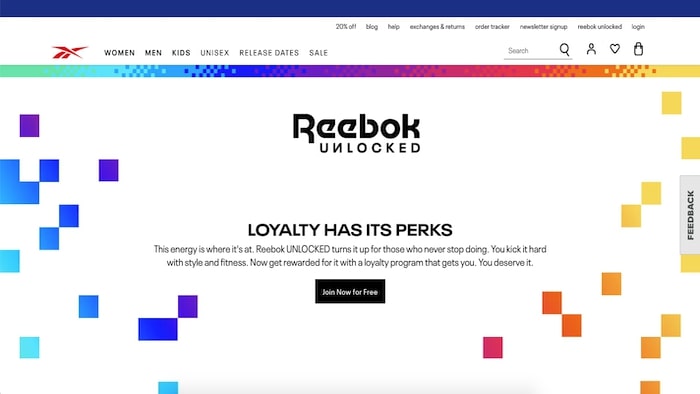 Reebok Unlocked page