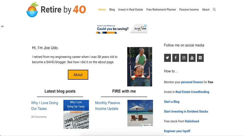 Retire by 40 homepage