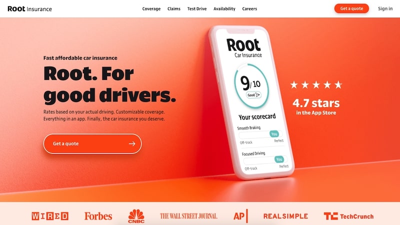 Root Insurance homepage