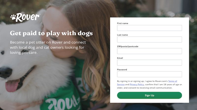 rover - get paid to play with dogs