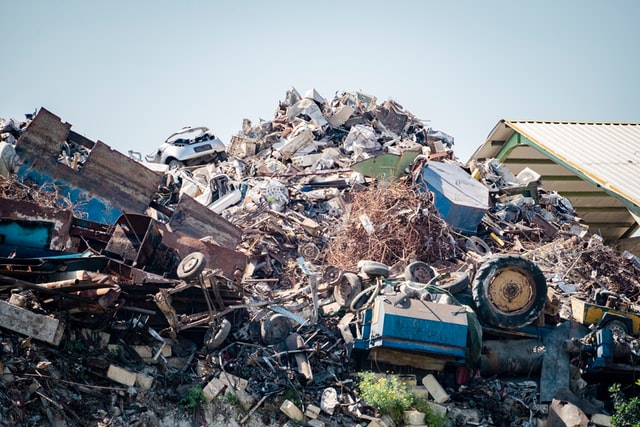 old scrap metal in huge pile