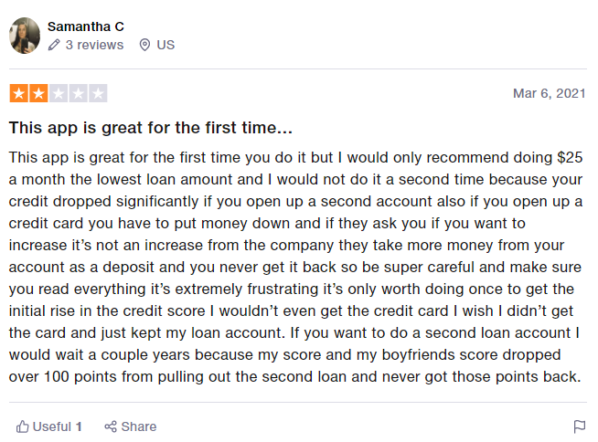 review of self lender  - Samantha C