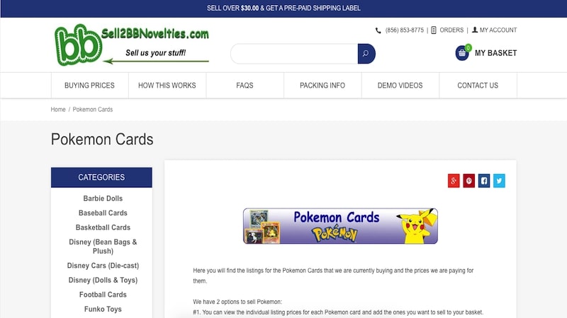 Sell2BBNovelties - pokemon cards