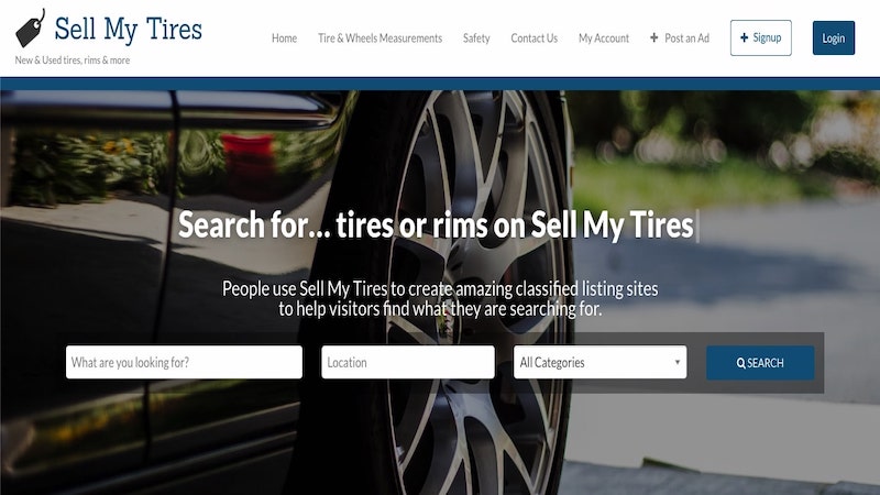 Sell My Tires homepage