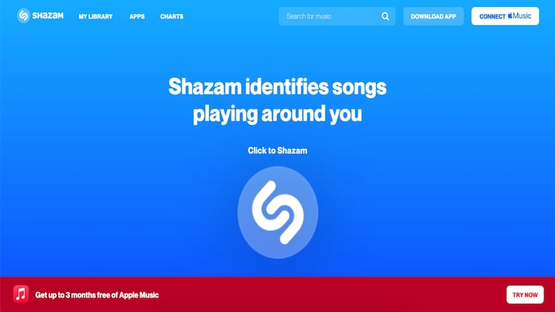 Shazam homepage