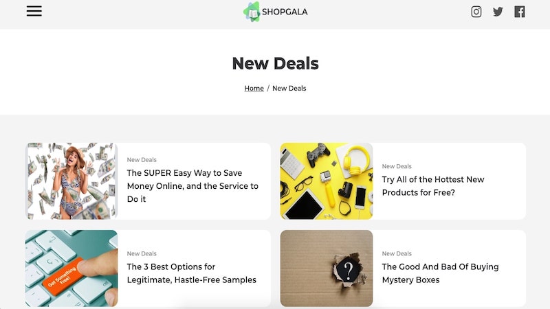ShopGala homepage
