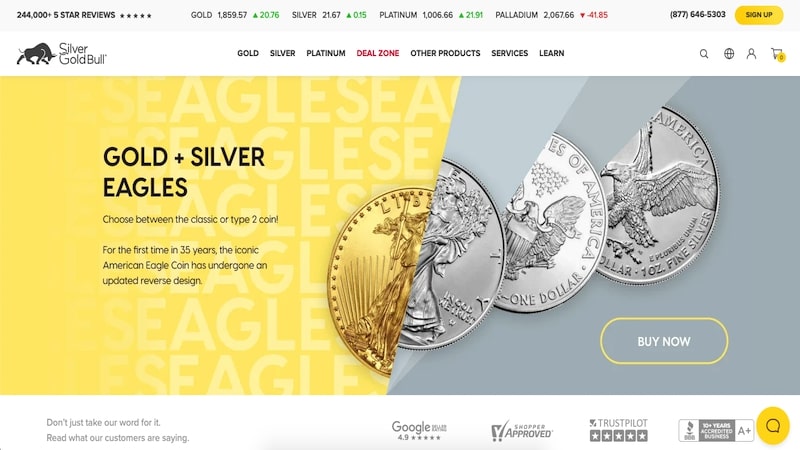 silver gold bull homepage