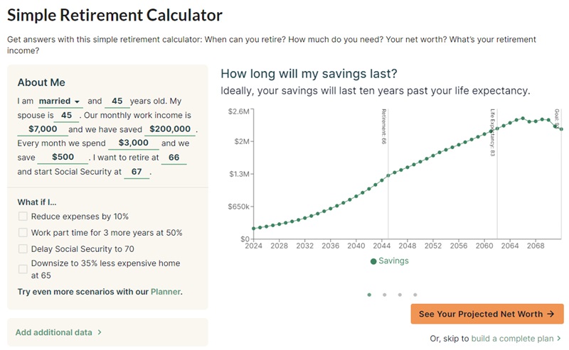 simple retirement calculator - new retirement