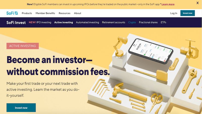Sofi Active Investing home page