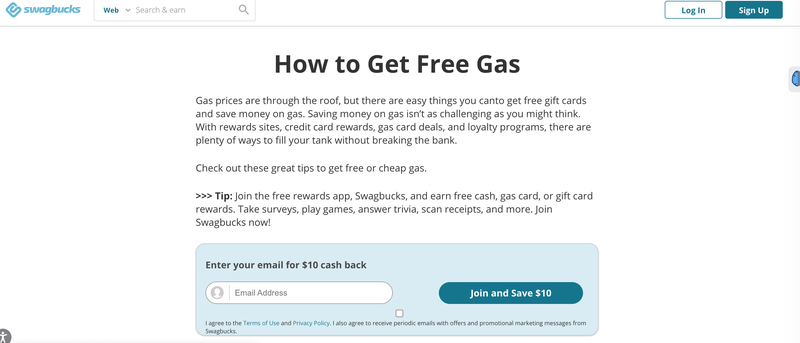 Swagbucks how to get free gas