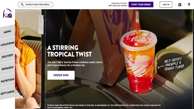 Taco Bell homepage