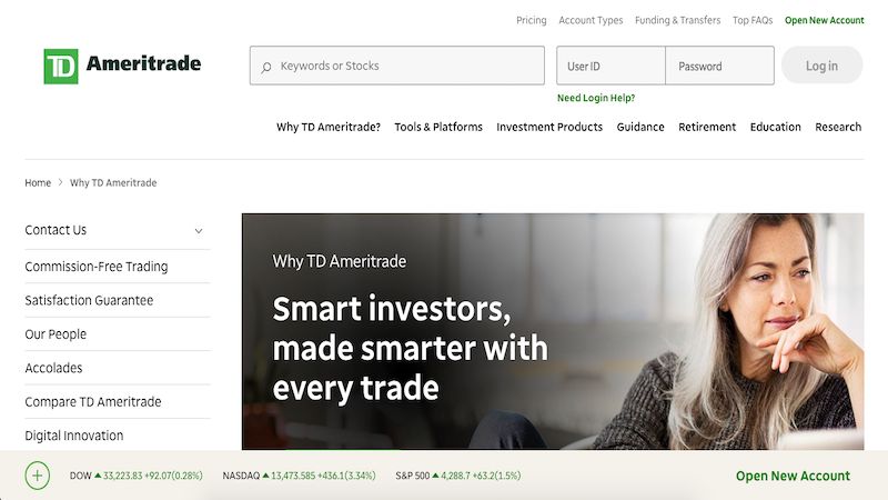 TD Ameritrade homepage