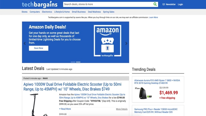 TechBargains homepage